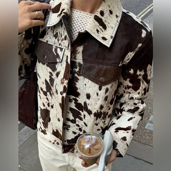 Jackets & Blazers - 🐮 Hello Gorgeous! Cow Print Button-Front Jacket - Brown/White